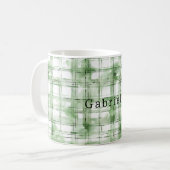Mug Rayures écossaises vertes blanches (Devant gauche)