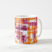Mug Rayures écossaises violettes orange funky (Devant droit)