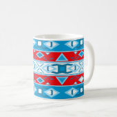 Mug Rayures et formes géométriques de rouge bleu blanc (Devant droit)