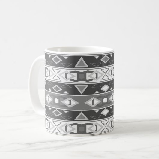 Mug Rayures et formes géométriques gris blanc (Devant gauche)