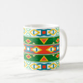 Mug Rayures et formes géométriques vert orange blanc (Devant droit)