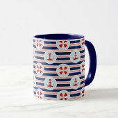 Mug Rayures et motif de points nautiques (Devant droit)