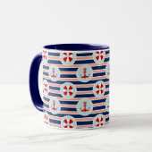 Mug Rayures et motif de points nautiques (Devant gauche)