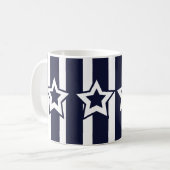 Mug Rayures étoile blanche bleu marine (Devant gauche)