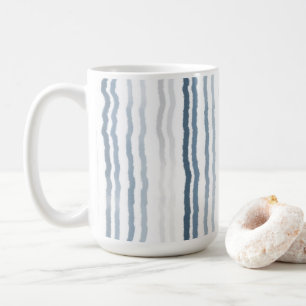 Mug Rayures fines aquarelles, bleu ardoise, gris, blan