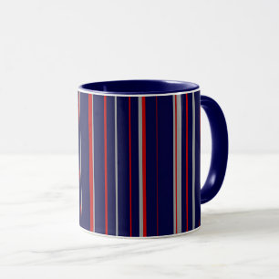 Mug Rayures fines, couleurs rouge, marine, gris