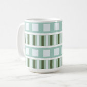 Mug Rayures géométriques carrées vert sarcelle (Devant gauche)