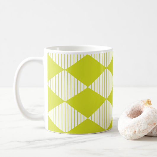 Mug Rayures géométriques de diamant vert (Avec donut)