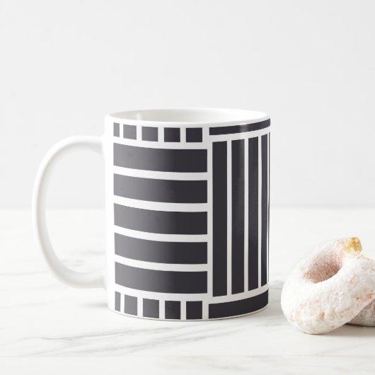 Mug Rayures horizontales et verticales grises et blanc (Avec donut)