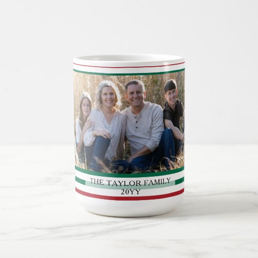 Mug Rayures horizontales rouges et vertes Photo classi (Centre)