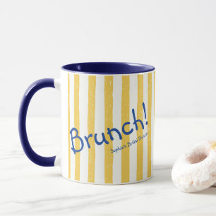 Mug Rayures jaunes Bold Blue Brunch Réception de maria