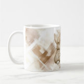 Mug Rayures Marron Crème Rustique Trois Lapins Lièvres (Gauche)
