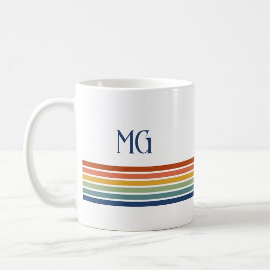 Mug Rayures minimalistes monogrammées rétro (Gauche)