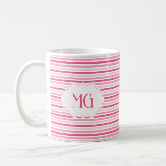 Mug Rayures minimalistes monogrammes rétro (Gauche)