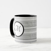 Mug Rayures Noir et Blanc Initiale Personnalisée (Devant gauche)