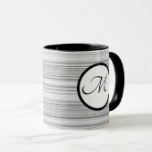 Mug Rayures Noir et Blanc Initiale Personnalisée (Devant droit)