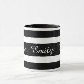 Mug Rayures Noir Et Blanc Modernes Nom (Centre)