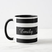 Mug Rayures Noir Et Blanc Modernes Nom (Gauche)