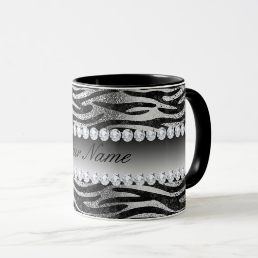 Mug Rayures noires de zèbre d'aluminium de Faux sur (Devant droit)