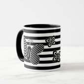 Mug Rayures noires et blanches à la mode de papillon (Devant gauche)