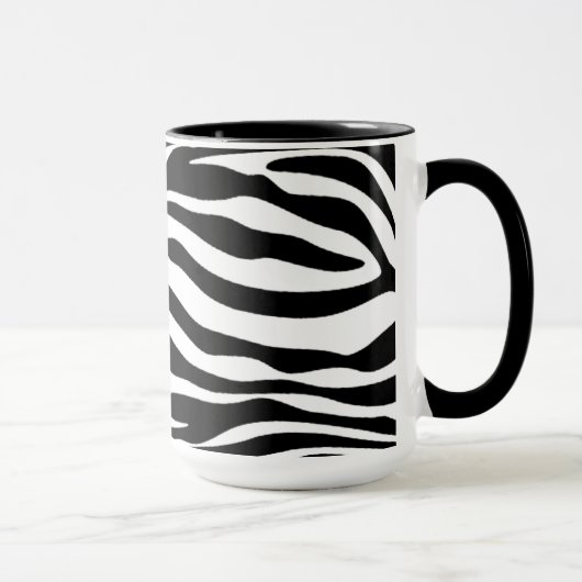 Mug Rayures noires et blanches de zèbre ; Tableau (Droite)