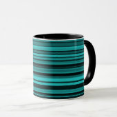 Mug Rayures noires et sarcelle (Devant droit)