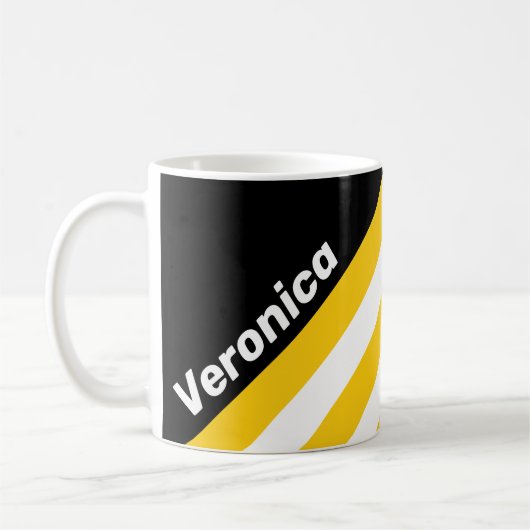 Mug Rayures Nostalgiques Bumblebee avec Nom (Gauche)