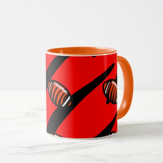 MUG RAYURES ORANGE ET NOIR (Devant droit)