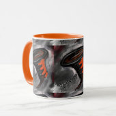 MUG RAYURES ORANGE ET NOIR  (Devant gauche)