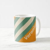 Mug Rayures Orange Rétro avec Nom (Devant droit)