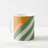 Mug Rayures Orange Rétro avec Nom (Devant gauche)