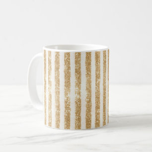 Mug Rayures Pailletées Brillantes Dorées