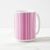 Mug Rayures & Points Modernes, Rose, Blanc, Rose (Devant droit)