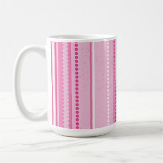 Mug Rayures & Points Modernes, Rose, Blanc, Rose