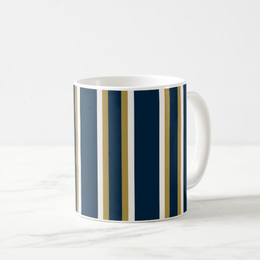 Mug Rayures polo irlandaises bleu et or (Devant droit)