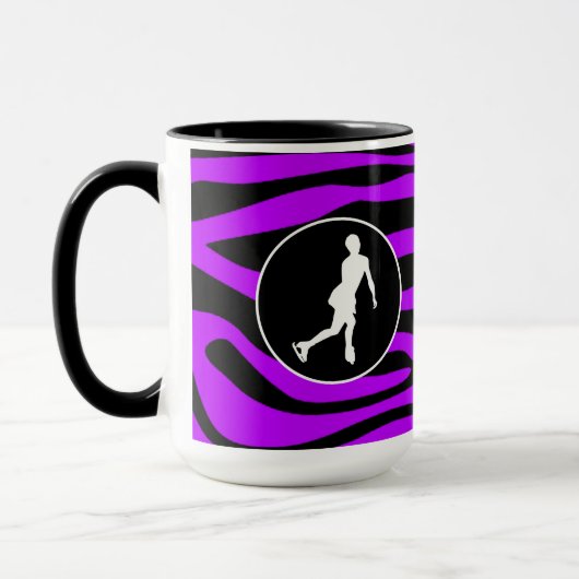 Mug Rayures pourpres électriques de zèbre ; Patinage (Gauche)