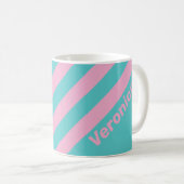 Mug Rayures Rétro de South Beach avec Nom (Devant droit)