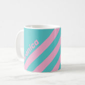 Mug Rayures Rétro de South Beach avec Nom (Devant gauche)