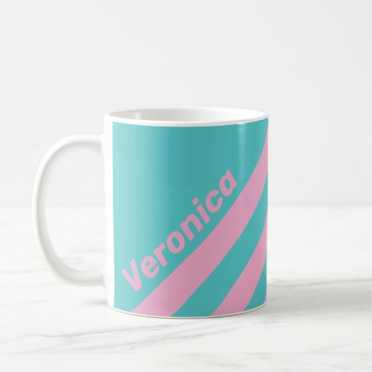 Mug Rayures Rétro de South Beach avec Nom (Gauche)