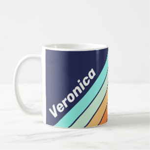 Mug Rayures Rétro de Style Vintage avec Nom