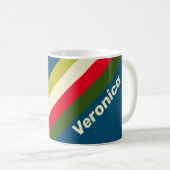 Mug Rayures Rétro Rugby avec Nom (Devant droit)