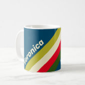 Mug Rayures Rétro Rugby avec Nom (Devant gauche)