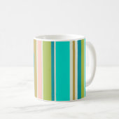 Mug Rayures rétro verticales rose turquoise et pêche (Devant droit)