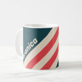 Mug Rayures Rétro Vibe Sarcelle avec Nom (Devant gauche)