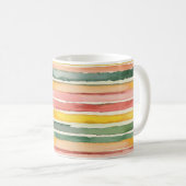 Mug Rayures rose jaune vert (Devant droit)