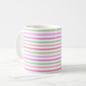 Mug Rayures, rose, vert (Devant gauche)