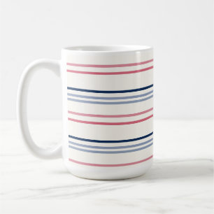 Mug Rayures roses bleues et blanches