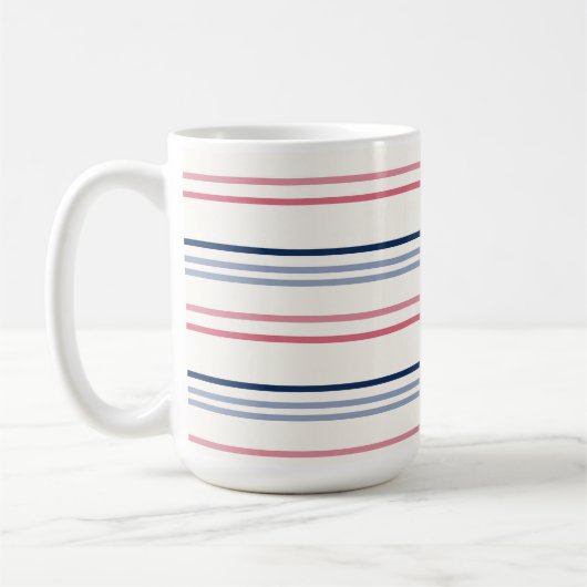 Mug Rayures roses bleues et blanches (Gauche)