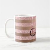 Mug Rayures roses de feuille d'or de Glitter& de Faux (Gauche)