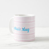 Mug Rayures roses et blanches carrées (Devant gauche)